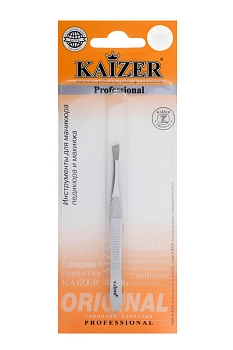 KAIZER Пинцет для бровей, скошенный, серебро, фото 2