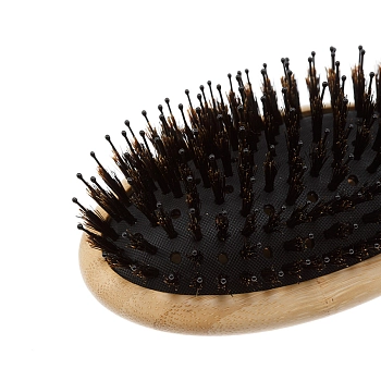 DEWAL PROFESSIONAL Щетка массажная Bamboo деревянная овальная, пластиковый штифт + натуральная щетина, 11 рядов, фото 4