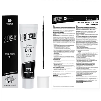 BRONSUN Краска для ресниц и бровей, черный / BRONSUN #1 15 мл, фото 3