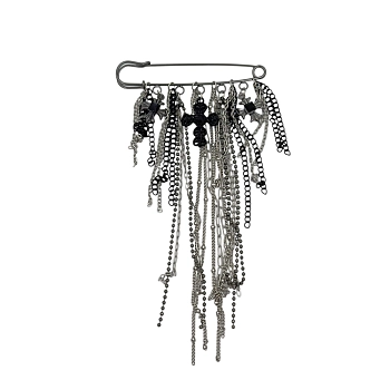 Брошь-булавка Цепи и кресты черная