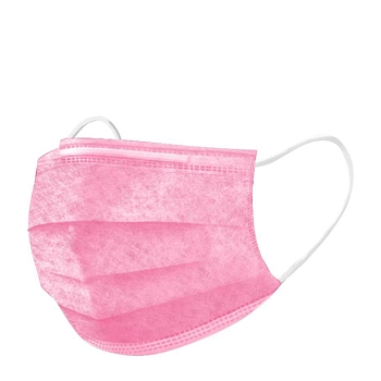 Маска 3-х слойная на резинках, розовая 100 шт
