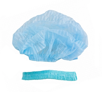 Шапочка Шарлотта НМ, двойная резинка, цвет голубой 50 шт