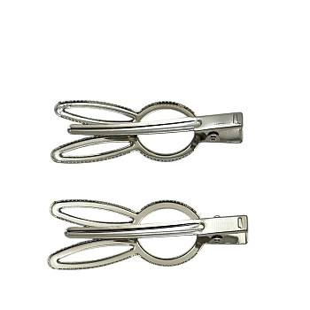 IWOU PROFESSIONAL Зажим для волос Зайчик металл серебро 2шт, фото 3