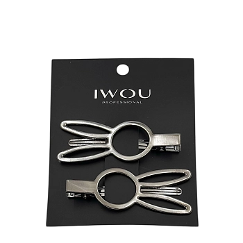 Зажим для волос Зайчик металл черный глянец 2шт