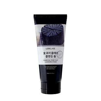 Пенка для умывания сужающая поры с древесным углем / Lebelage Charcoal Pore Clay Cleansing Foam 180 мл