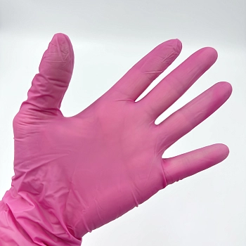 IWOU PROFESSIONAL Перчатки вин-нитр L розовые/ Wally Plastic 100 шт, фото 3