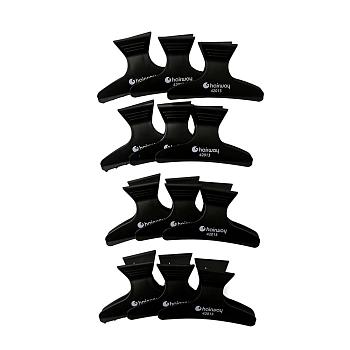 Зажим бабочка, черный / Hairway 12 шт