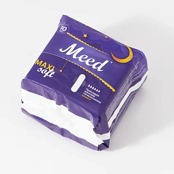 MEED Прокладки женские гигиенические макси анатомические для критических дней, с крылышками СОФТ / Meed 10 шт, фото 2