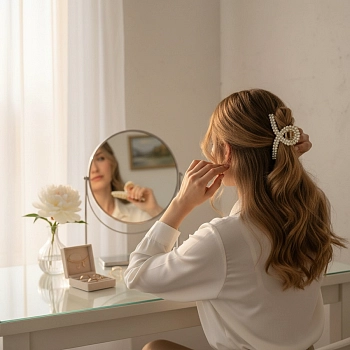 IWOU PROFESSIONAL Краб для волос большой Жемчужины 1шт, фото 4