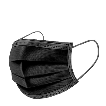 Маска 3-х слойная на резинках, черная 100 шт