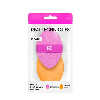 Набор двусторонних пуховок для пудры, 2 шт / Real Techniques Miracle 2-in-1 Powder Puff Duo
