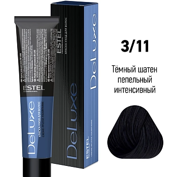 ESTEL PROFESSIONAL 3/11 краска для волос, темный шатен пепельный / DE LUXE 60 мл, фото 2