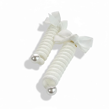 IWOU PROFESSIONAL Резинка для волос Пружина-шнур белая 2 шт, фото 3