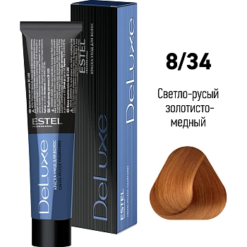 ESTEL PROFESSIONAL 8/34 краска для волос, светло-русый золотисто-медный / DELUXE 60 мл, фото 2