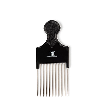 Гребень TNL для моделирования прически с металлическими зубьями, с круглой ручкой, средний черный 