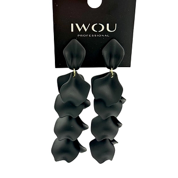 IWOU PROFESSIONAL Серьги Танцующие лепестки черные, фото 2