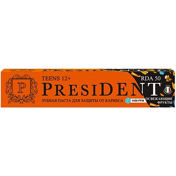PRESIDENT Паста зубная детская 12+ с фтором (50 RDA) / President Fresh tropic 70 гр, фото 2