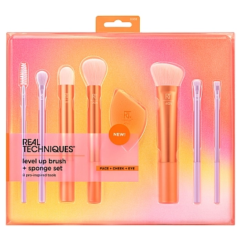Набор кистей и спонж для макияжа / Real Techniques Level Up Brush + Sponge Set