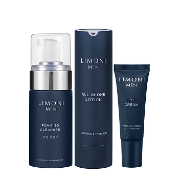 LIMONI Набор мужской ( крем-лосьон 50 мл, пенка 100 мл, крем для глаз 25 мл) MEN All In One Set, фото 2