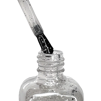 IQ BEAUTY Покрытие финишное для лака профессиональное с поталью глянцевое, серебро / PROLAC+bioceramics Potal glossy top Silver 12.5 мл, фото 3