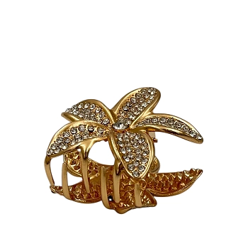 IWOU PROFESSIONAL Краб для волос мини Цветок в стразах золото 1шт, фото 2