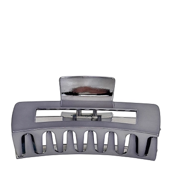 IWOU PROFESSIONAL Краб для волос Зеркальный прямоугольник темное серебро 10,5см, фото 2