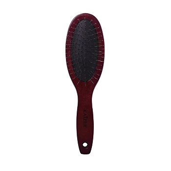 Расческа деревянная, массажная, металлические зубья