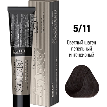 ESTEL PROFESSIONAL 5/11 краска для волос, светлый шатен пепельный интенсивный / De Luxe Silver 60 мл, фото 2