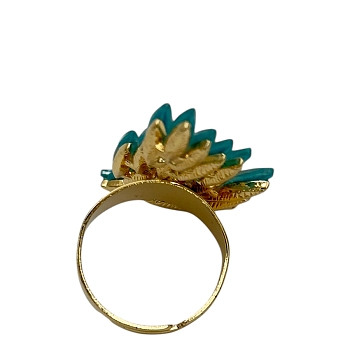 IWOU PROFESSIONAL Кольцо Крыло ангела бирюзовые кристалы, фото 2