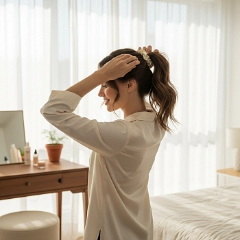 IWOU PROFESSIONAL Резинка для волос Шелк шампань 2шт, фото 2