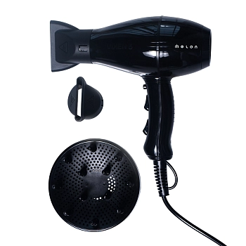 MELON PRO Фен профессиональный для волос VIXEN3 Компакт, черный, 2 насадки-концентратора + диффузор 2200W, фото 5