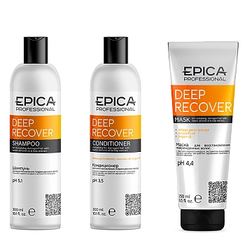 EPICA PROFESSIONAL Набор для поврежденных волос (шампунь 300 мл + кондиционер 300 мл + маска 250 мл) Deep Recover, фото 4