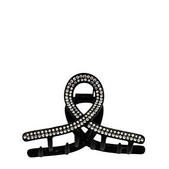 Краб для волос Элегантная петля черный со стразами 6*4см 1шт