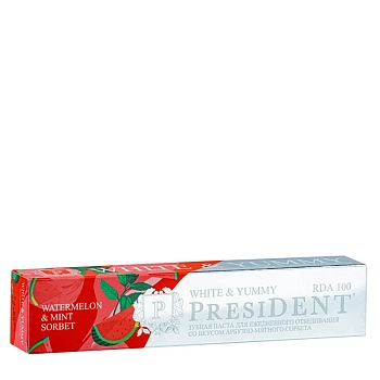 PRESIDENT Паста зубная Арбузно-мятный сорбет / PRESIDENT White & Yummy 75 гр, фото 2