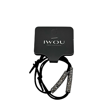 Резинка-браслет для волос черная с черными стразами 2шт