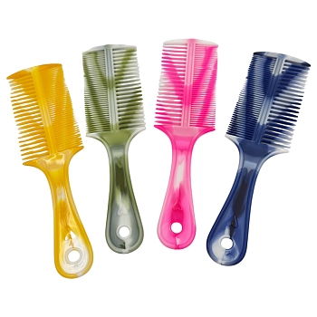 IWOU PROFESSIONAL Расческа двойная с ручкой бело-синяя 20см, фото 3