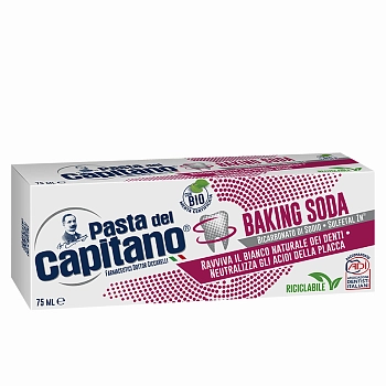 PASTA DEL CAPITANO Паста зубная для деликатного отбеливания и защиты полости рта с содой / Baking Soda 75 мл, фото 2
