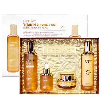 Набор средств для лица с витамином С (тонер 120 мл, эмульсия 120 мл, крем для лица 55 мл, сыворотка 35 мл) Lebelage Vitamin C Pure