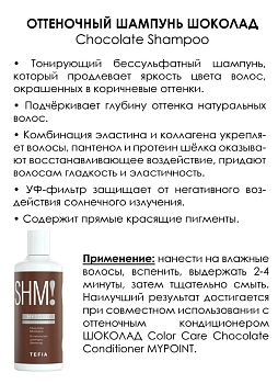 TEFIA Шампунь оттеночный Шоколад / MYPOINT COLOR CARE 300 мл, фото 2