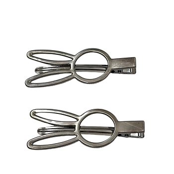 IWOU PROFESSIONAL Зажим для волос Зайчик металл черный глянец 2шт, фото 2