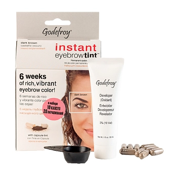 GODEFROY Краска-тинт профессиональная в капсулах для бровей, темно-коричневый / Eyebrow Tint Dark Brown 10 капсул, фото 2