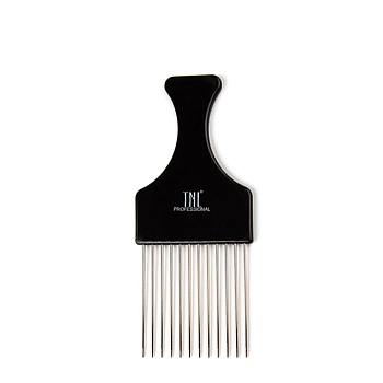 Гребень TNL для моделирования прически с металлическими зубьями, с квадратной ручкой, средний черный 
