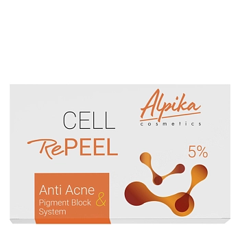 Набор (пилинг миндальный 5% 2 мл + маска 2 мл + тоник 30 мл + крем 2 мл) CELL RePEEL 5% Anti Acne & Pigment Block System
