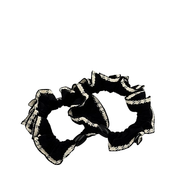 Резинка для волос вискозная Фантазия черная с белым кантом 2шт