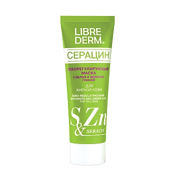 Маска себорегулирующая с белой и зеленой глиной / SERACIN 75 мл