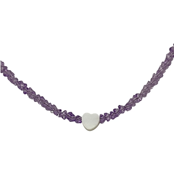 IWOU PROFESSIONAL Чокер Кристалики сиреневые с сердечком, фото 2