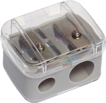 Точилка для косметического карандаша двойная, серая