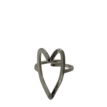 Кольцо Сердце удлиненное цвет серебро