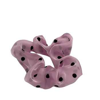 IWOU PROFESSIONAL Резинка для волос Органза в горошек лилово-розовая 1шт, фото 2