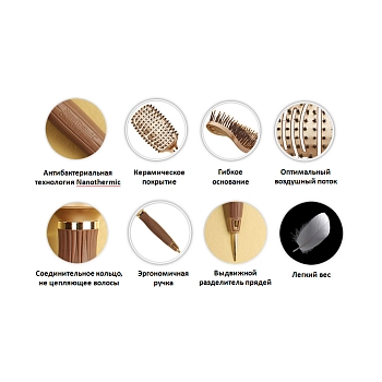OLIVIA GARDEN Щетка Ceramic+Ion Nano Thermic Flex Boar BR-NT1PC-FLBOA, фото 2